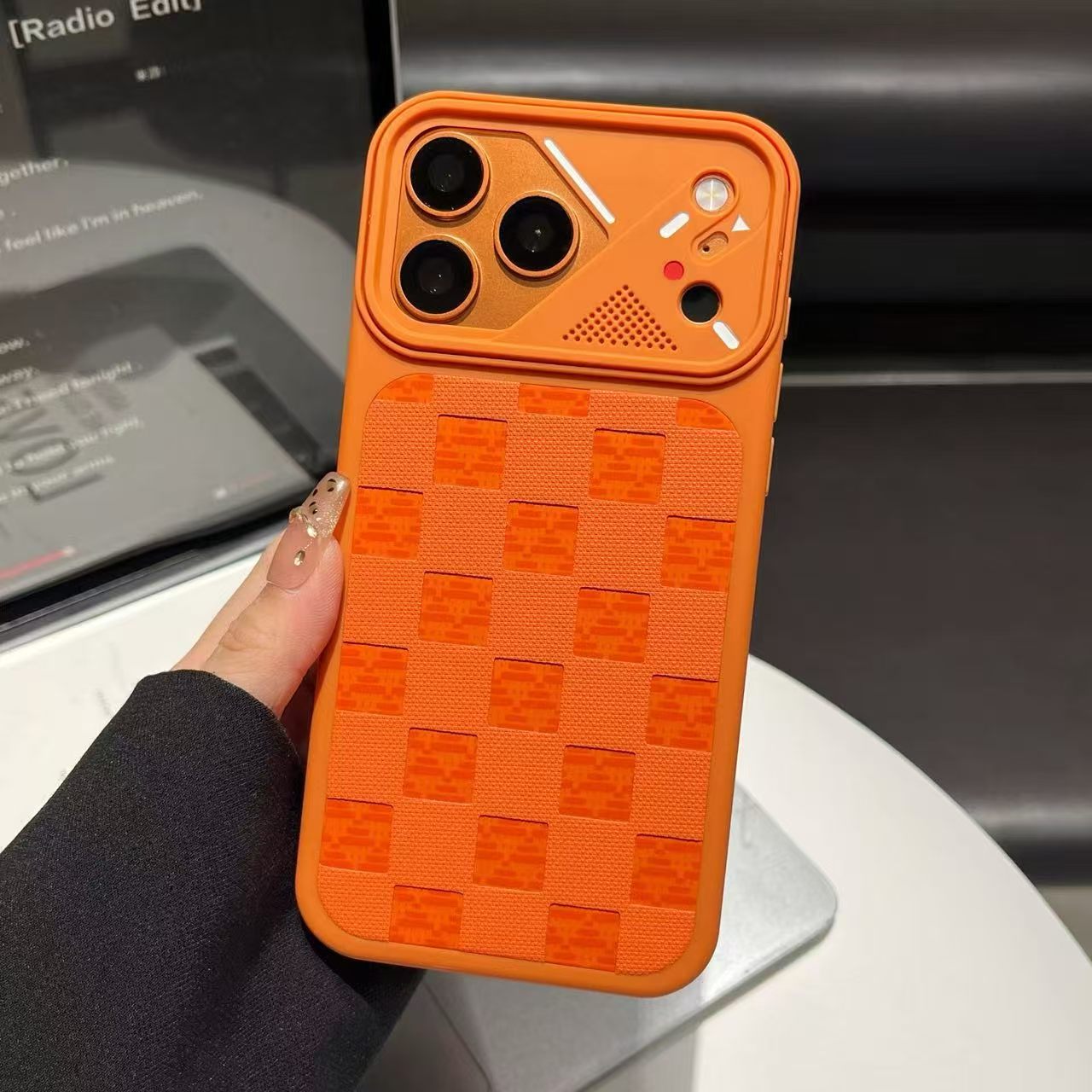 Premium Luxury Checkered Camera Design Case