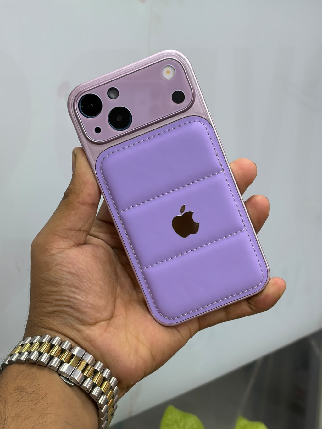 Premium Purple Puffy Case For iPhone With Camera Lense Protection